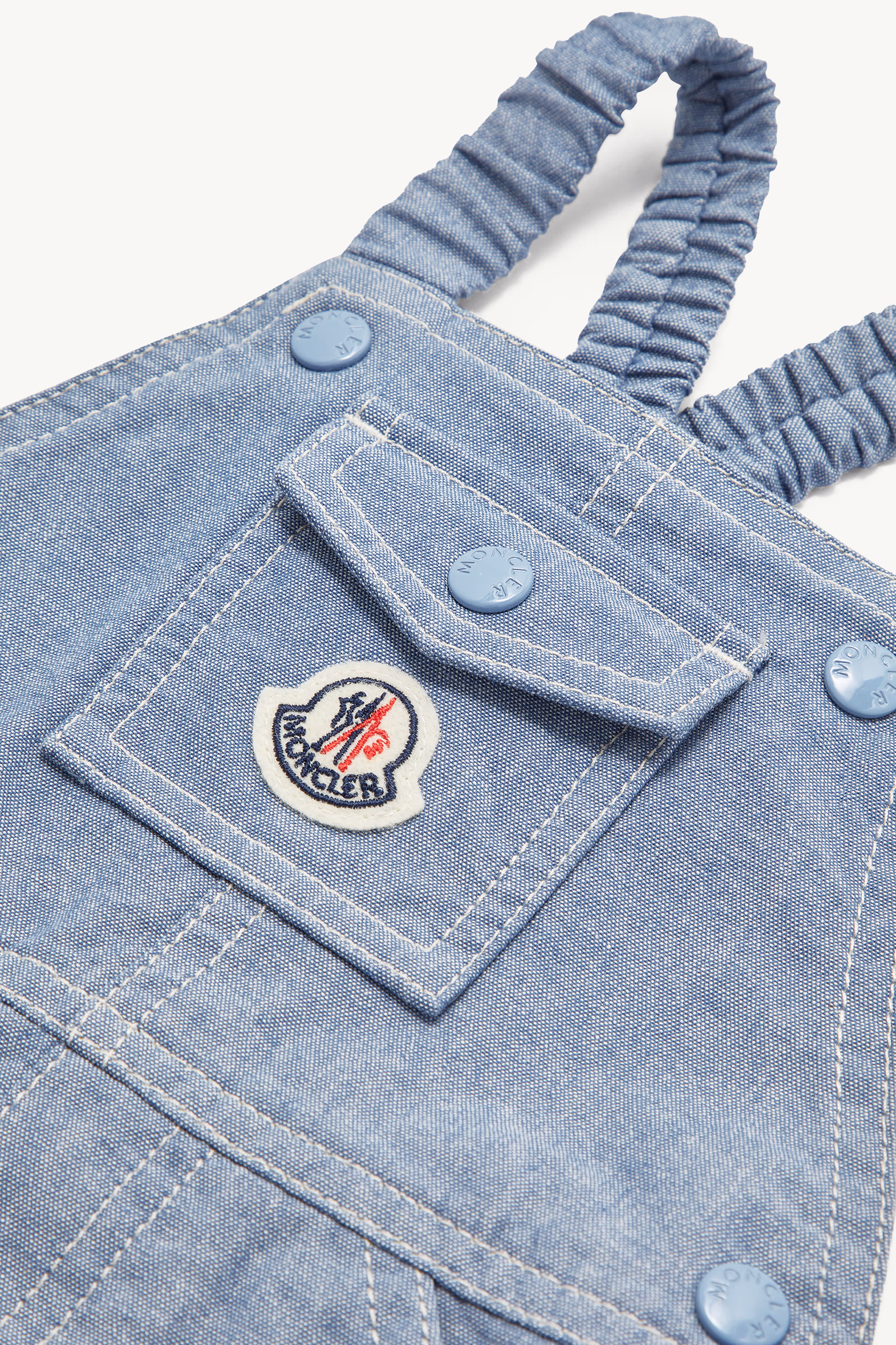 Cotton Chambray Overalls Boy Denim Blue Moncler 3